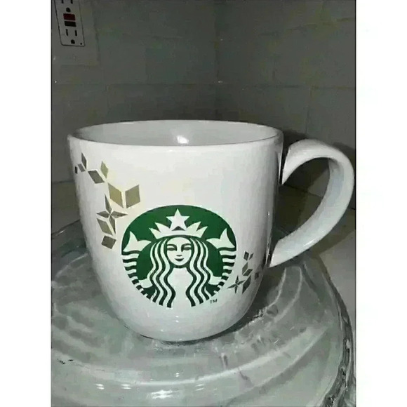 Starbucks Holiday Collection Gold Green Siren White Coffee Mug 2013 Christmas - Picture 9 of 11